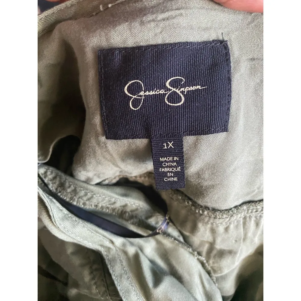 Finn Embroidered Draped Trench Jacket in Olive Green Size 1X - Image 12