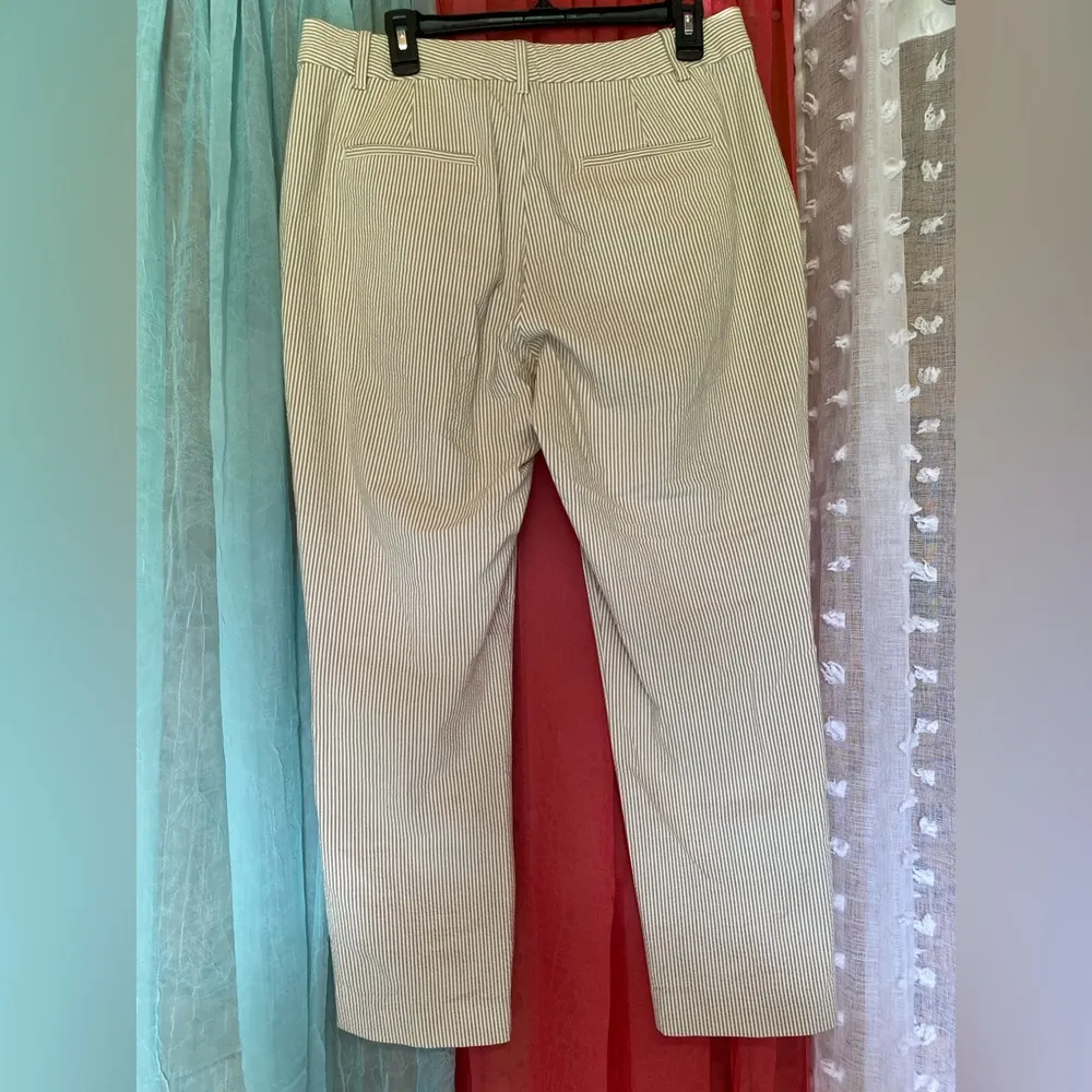 Slim Ankle Pants. Size 12. Tan and white stripe. Like new. - Image 5
