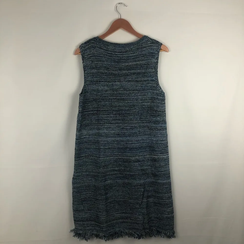 Women's Anthropologie Holding Horses Blue Fringe Sweater Midi Dress Size Medium - Image 3