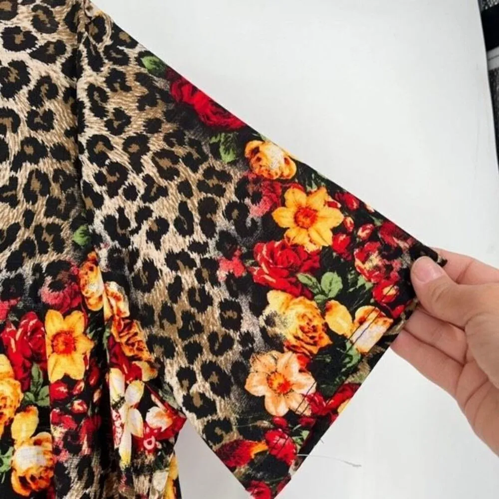 NWOT Heimish U.S.A. Animal Print Floral Design Shift Dress Black‎ Red Size 3XL - Image 5