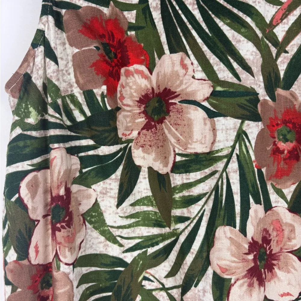 AK Anne Klein Women’s Size 12 Linen Blend Tropical Floral Sleeveless Dress - Image 2