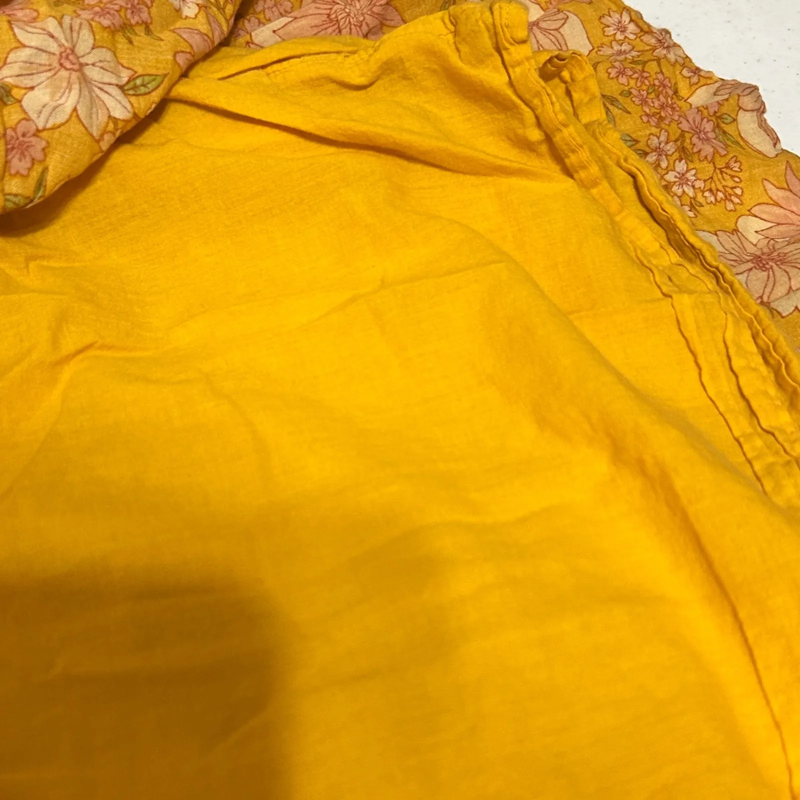 American Eagle Boho Babydoll Dress S Orange Pink Floral‎ Y2K Peasant Cottagecore Yellow - Image 4