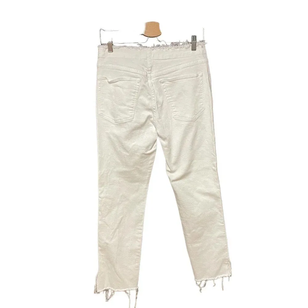 3x1 W4 Shelter Slim Jeans Raw Edge Split Hem Button Fly White Denim Size 29 - Image 7