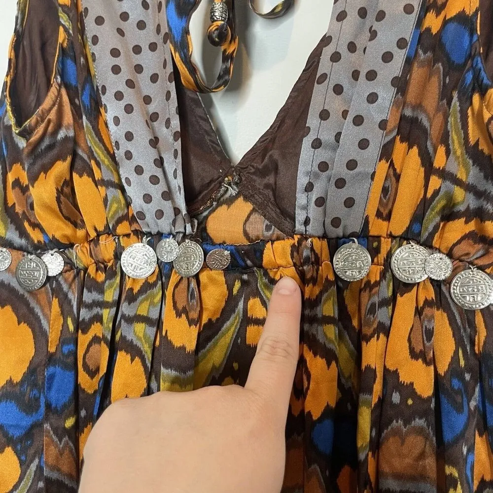 Anthropologie Plenty By Tracy Reese 100% Silk Coin Bohemian Dress Size 2 - Image 8