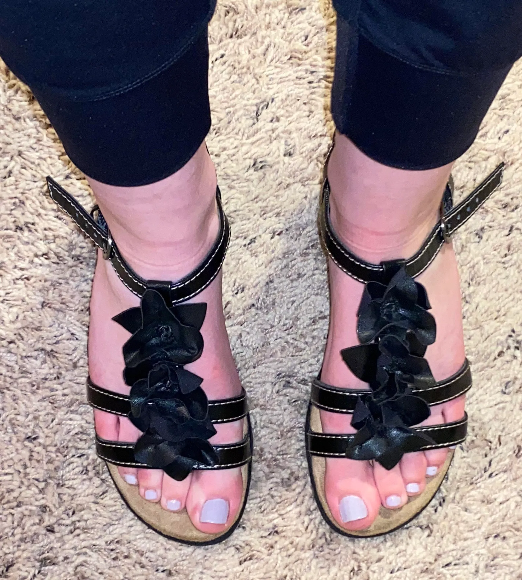 Predictions Black Wedges with Flower Detail Size 6.5 - Image 2