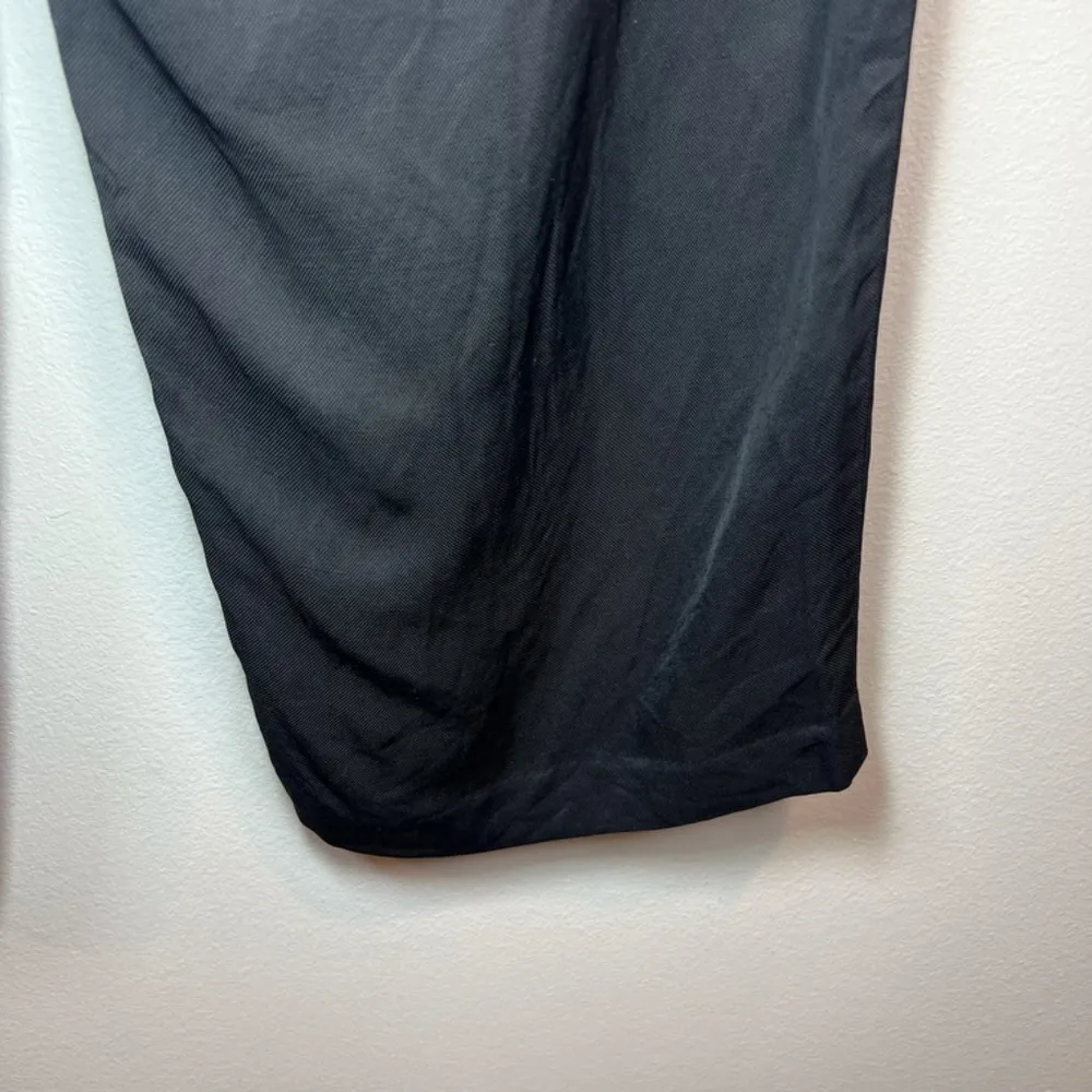 Ann Taylor Loft Tie Waist Cropped Linen Blend Trouser Pants Black Women's Size 8 - Image 13