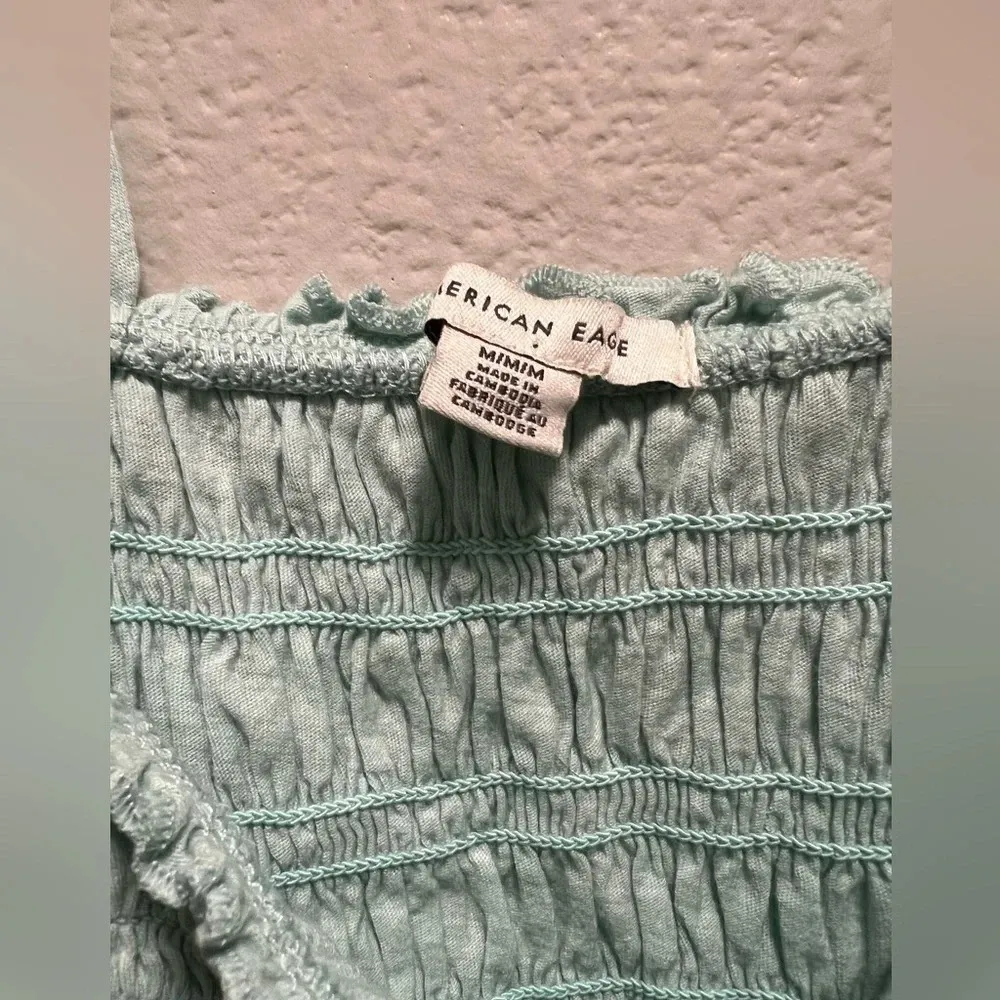 smocked crop top tank mint green medium lightweight juniors girl - Image 3