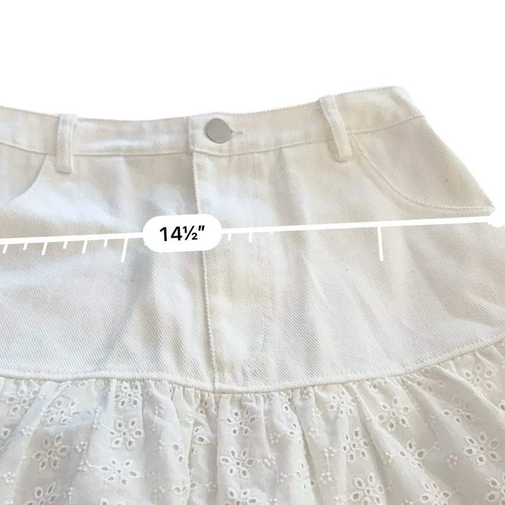 IDEM DITTO White Eyelet Denim Skirt NEW Size SMALL - Image 8