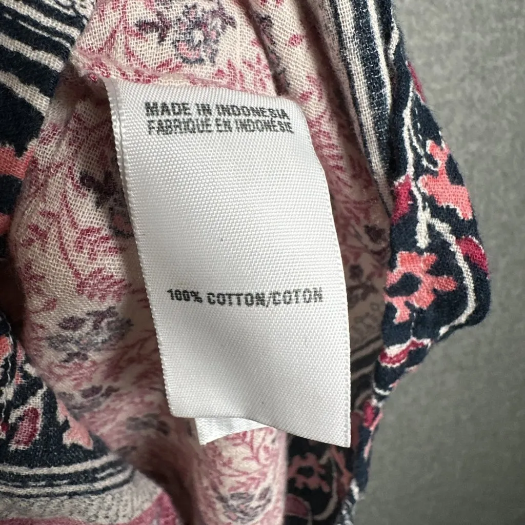 Lucky Brand Medium Womens Top Peasant Lightweight Boho Y2K 3/4 Sleeve Floral - Image 9