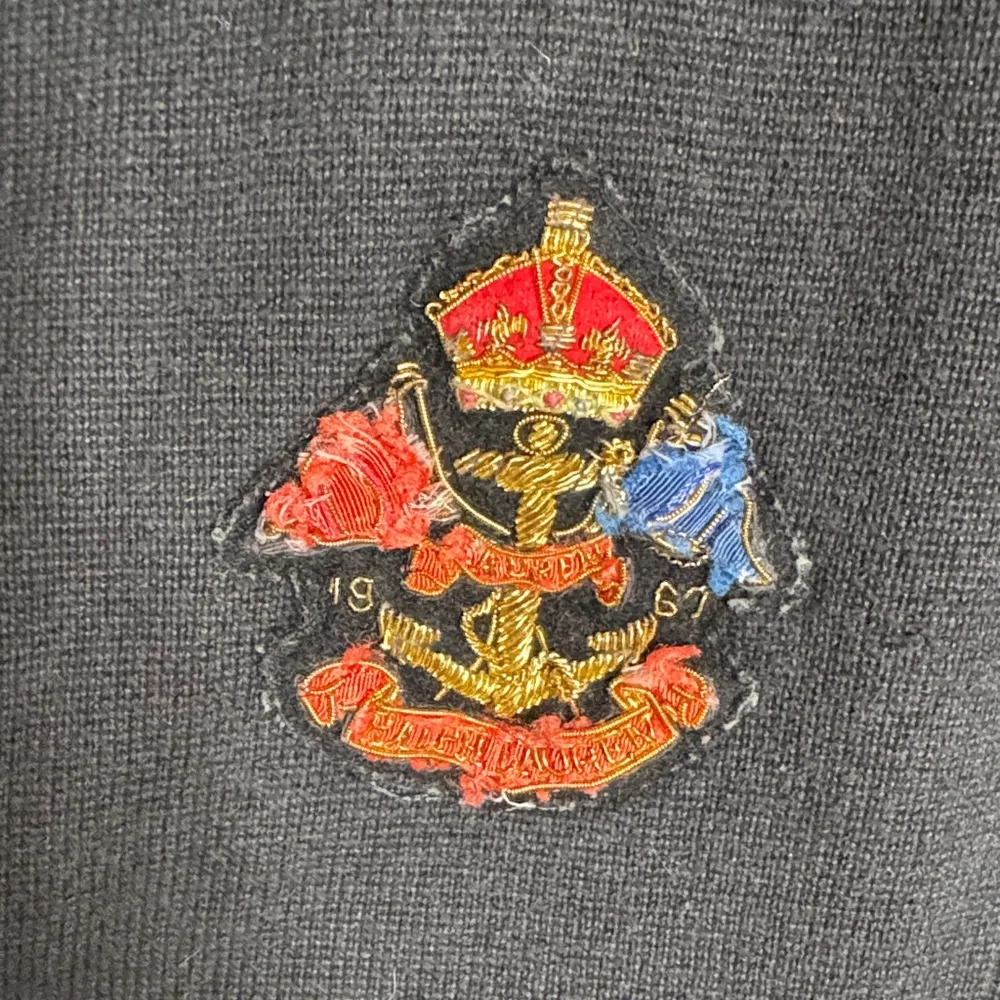 Vintage Lauren Ralph Lauren Black Cotton Crested School Boy Blazer Size Medium - Image 4