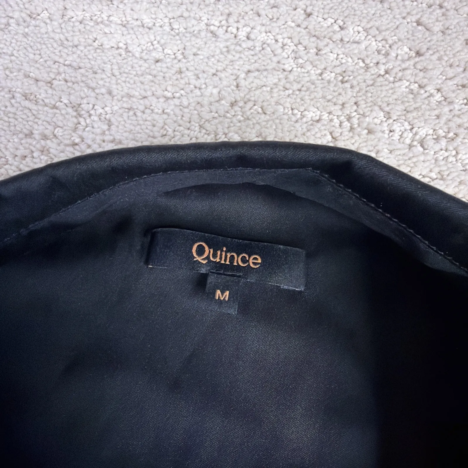 Women's Quince Medium Black Silk Button Down Blouse Business Work Washable - Image 3