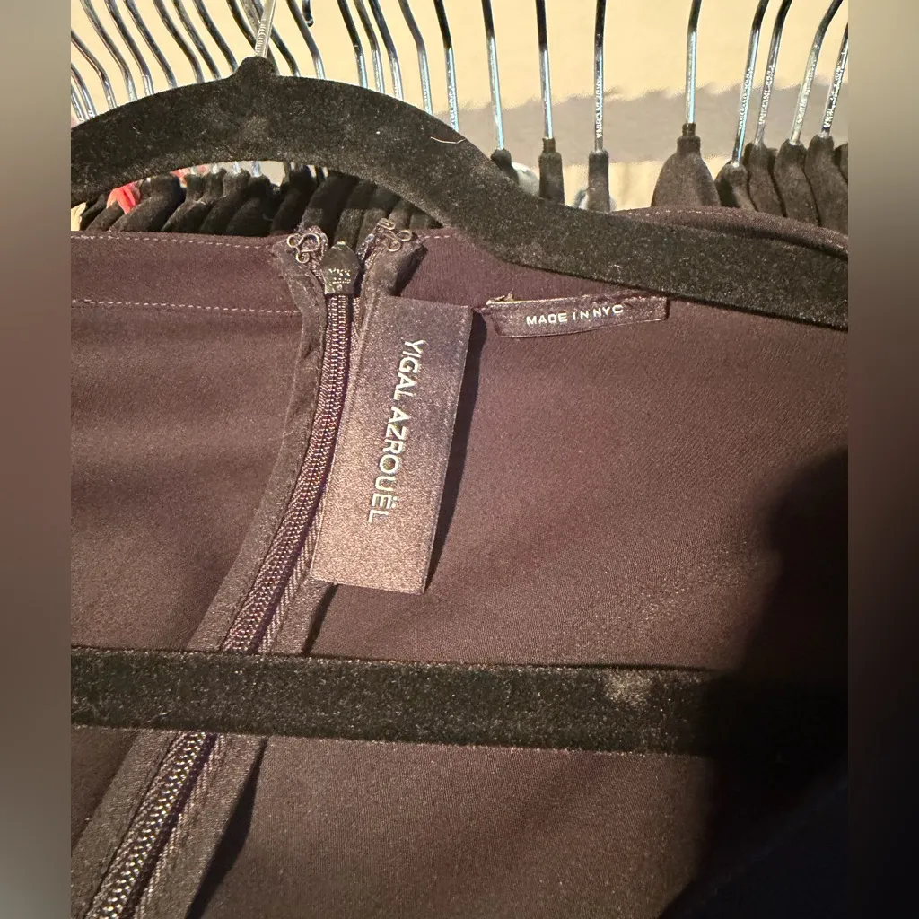 Yigal Azrouël Crepe Midi Length Dress Open Slit Long Sleeve Black Size 6 - Image 4