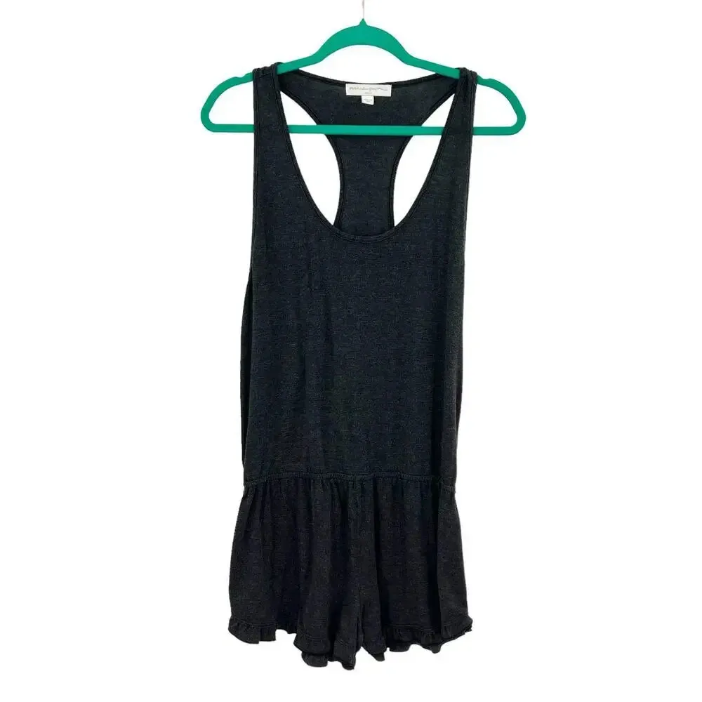 Spiritual Gangster Ruffle‎ Short Romper Charcoal Gray Sleeveless Size Medium - Image 3