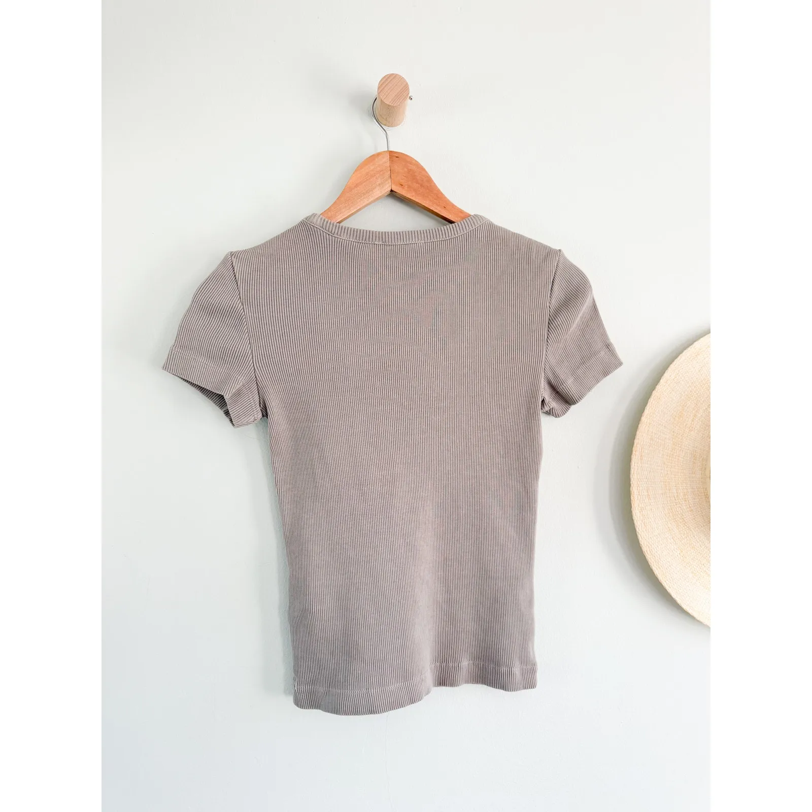 Madewell | NWT Garment-Dyed Ribbed Crewneck Pocket Tee Burnished Grey | XXS - Image 10