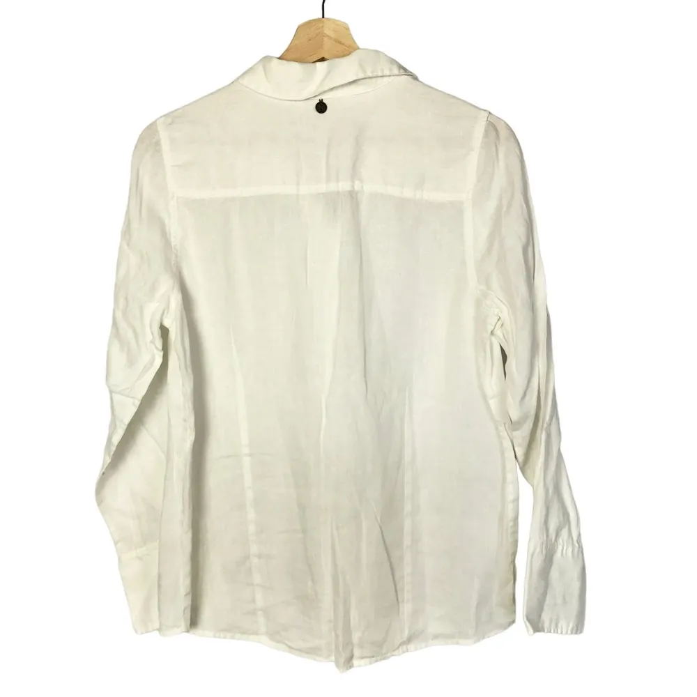 Soft Surroundings  Pure White Linen Long Sleeve Button Down S - Image 6