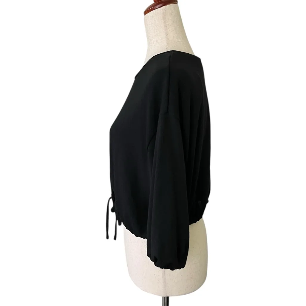 HYFVE black cropped top with a drawstring hem and balloon sleeves - Image 8