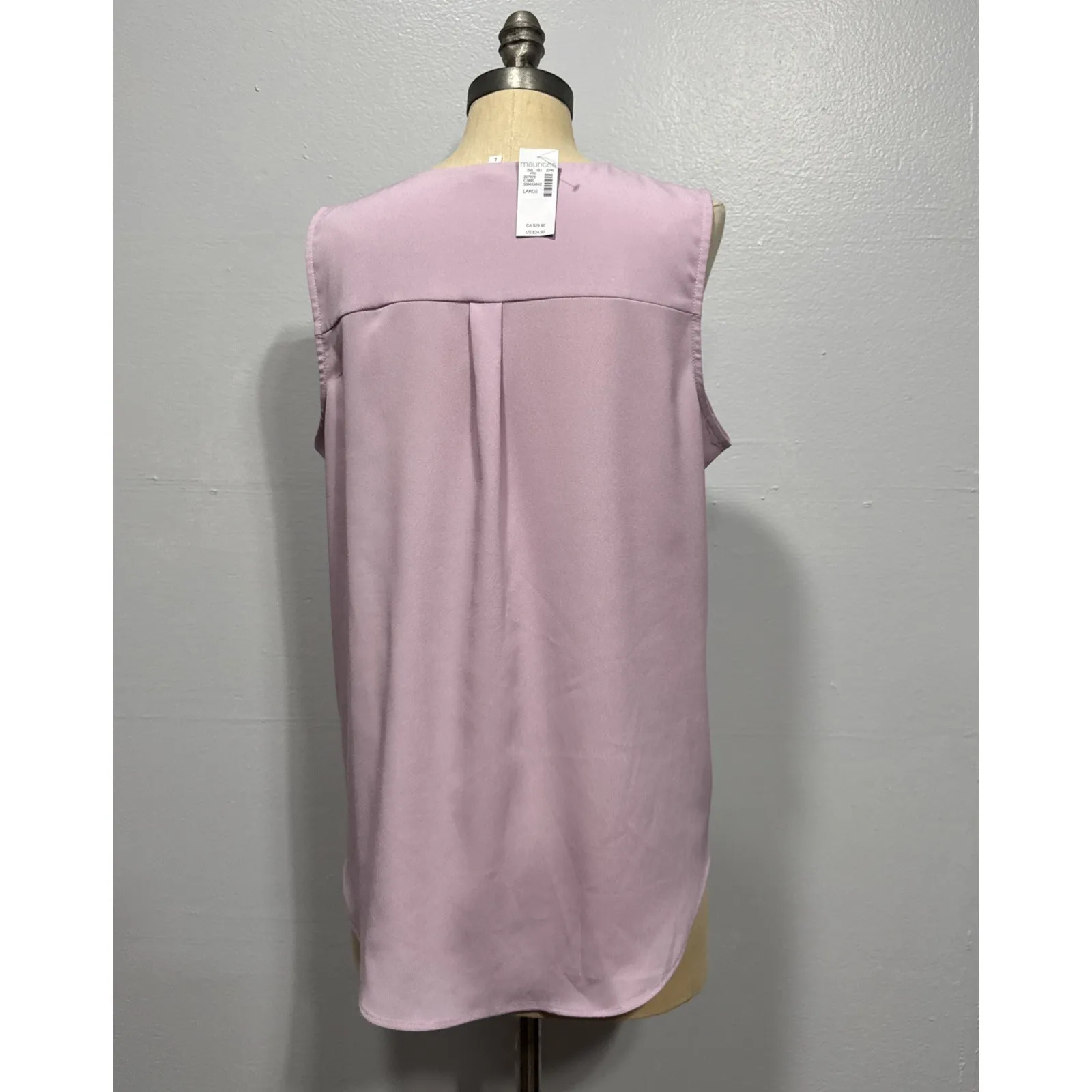 Maurices Women’s Blouse Sleeveless Button Up Tank Top Work Pinkish Lavender Sz L - Image 3