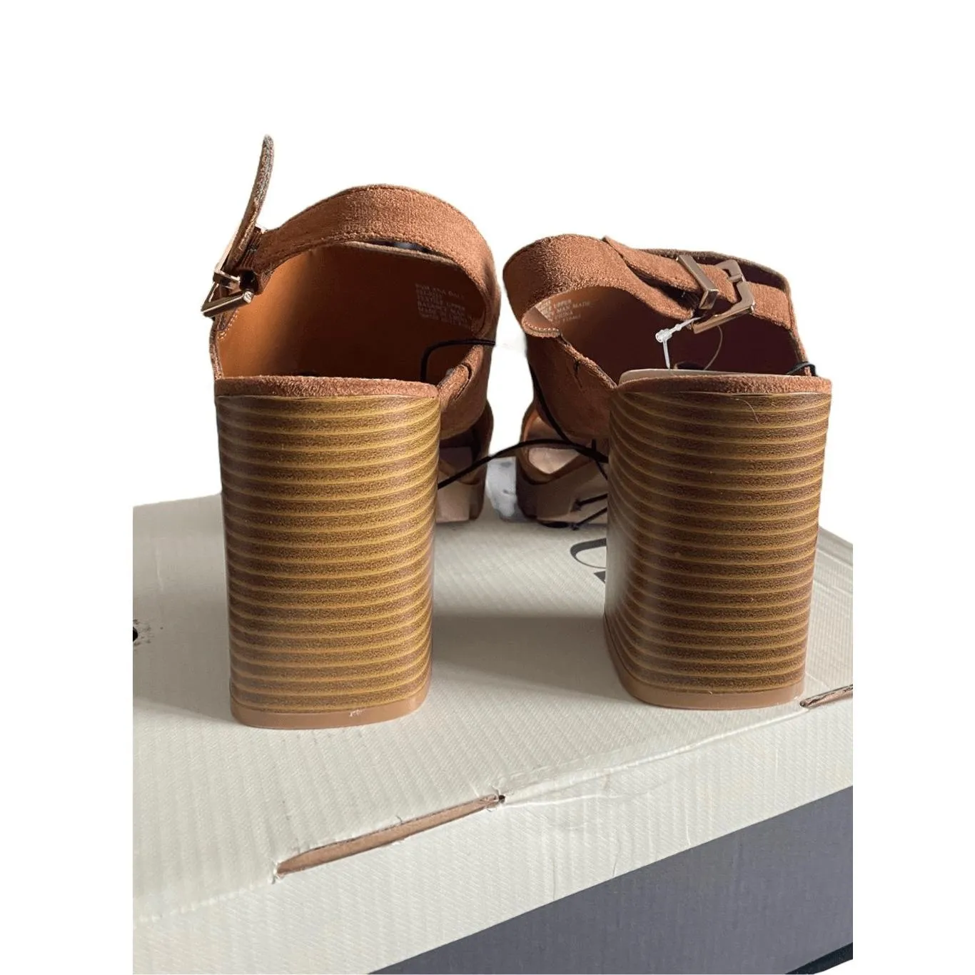 A.N.A Daly Womens Cognat Brown Suede Strappy Open Toe Block Heel Sandals - Image 4