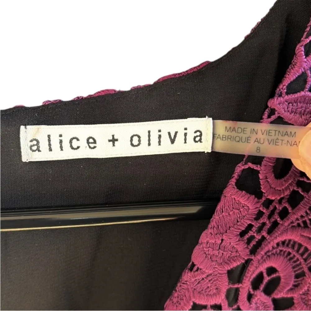 EUC Alice + Olivia Preslee Purple Lace Midi Dress Size 8 - Image 6