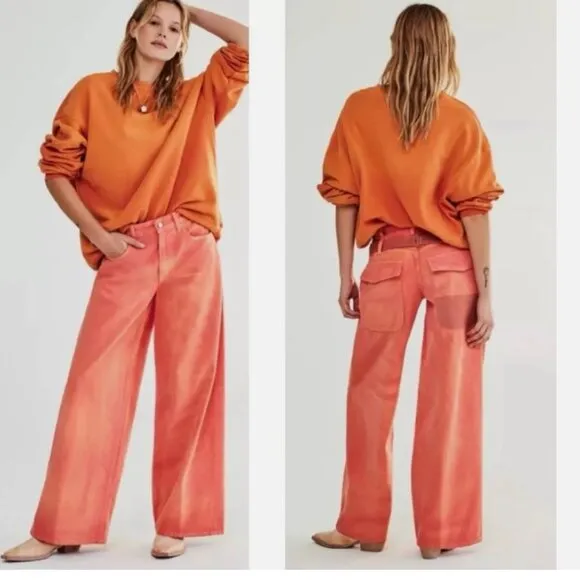 NWT WE THE FREE X FREE PEOPLE Waterfalls Baggy Wide Leg Denim Jeans - Image 2