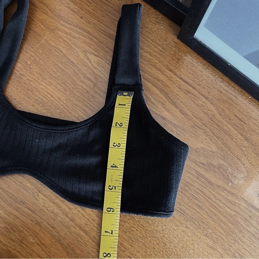 BLACK RIBBED MINI CROP TOP #0346 - Image 4