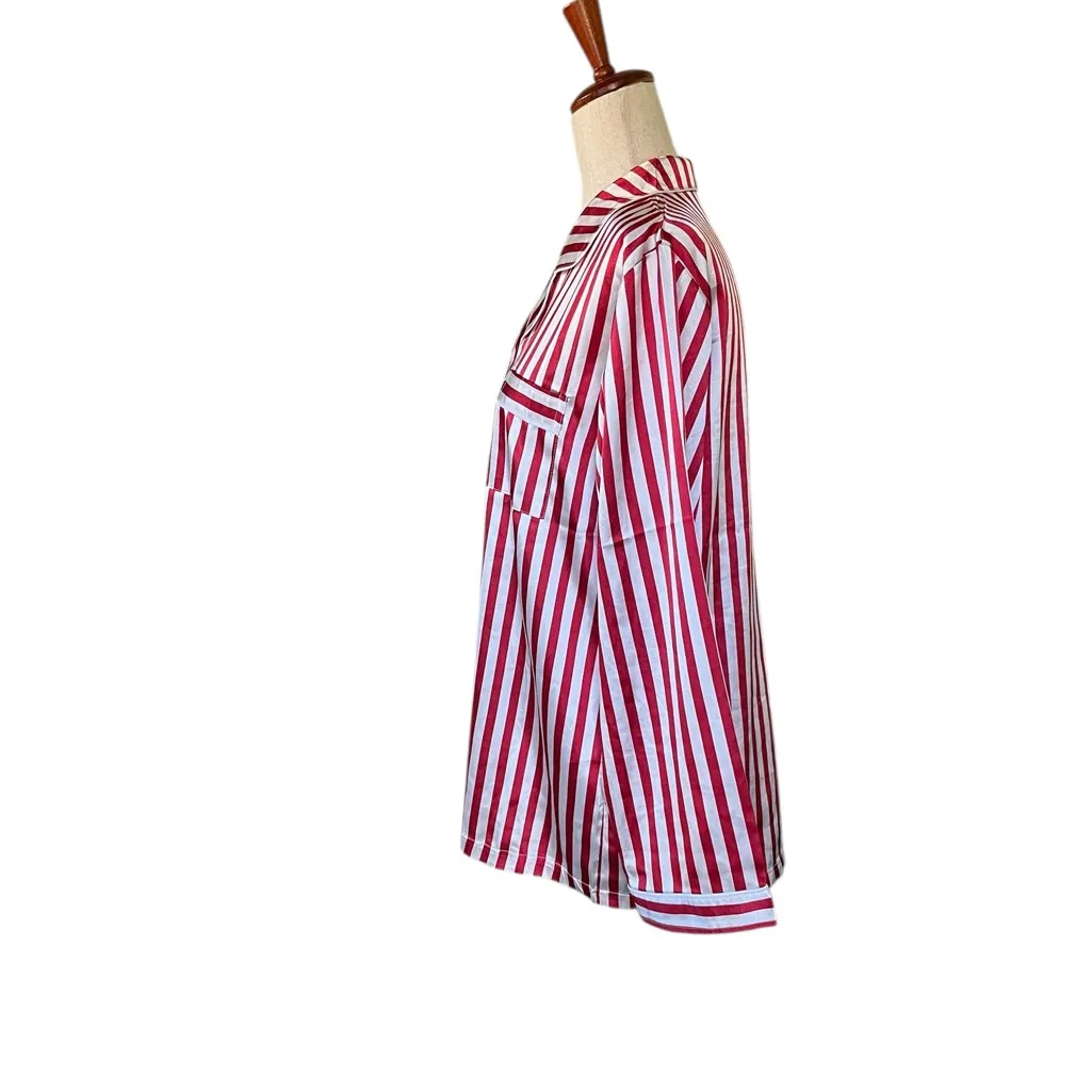 Schbbbta Long Sleeve Buttondown Satin PJ Top - Image 5