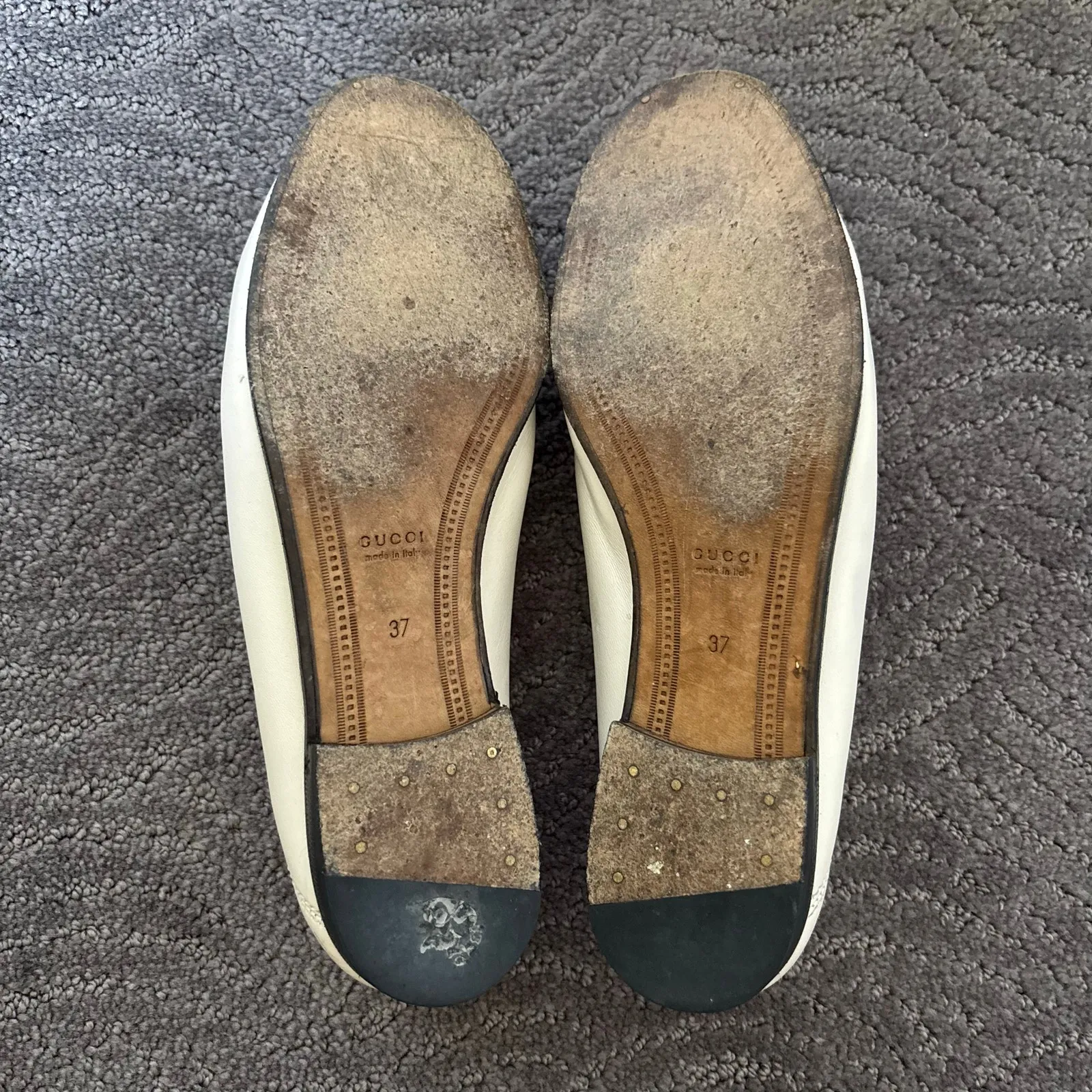 Gucci Brixton Horsebit Loafers White Leather Flat Collapsable Buckle Size EU 37 - Image 14