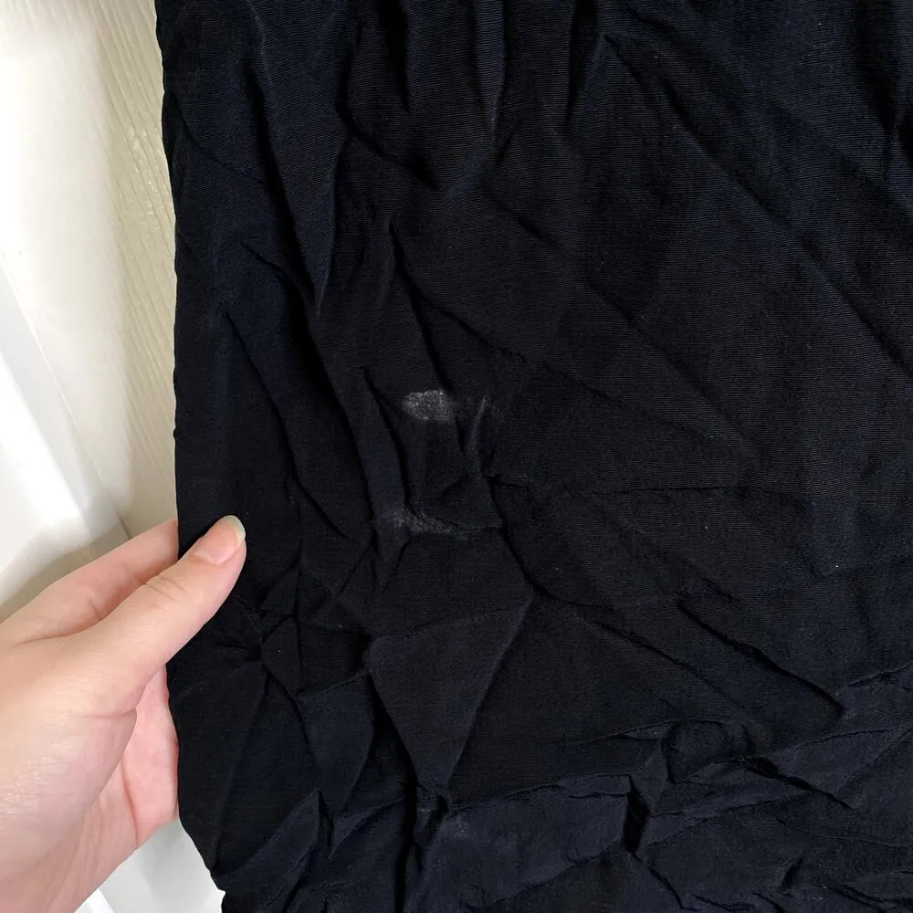 EILEEN FISHER Tencel Lyocell Crepe Drawstring Long Sleeve Dress Size XS Black - Image 10