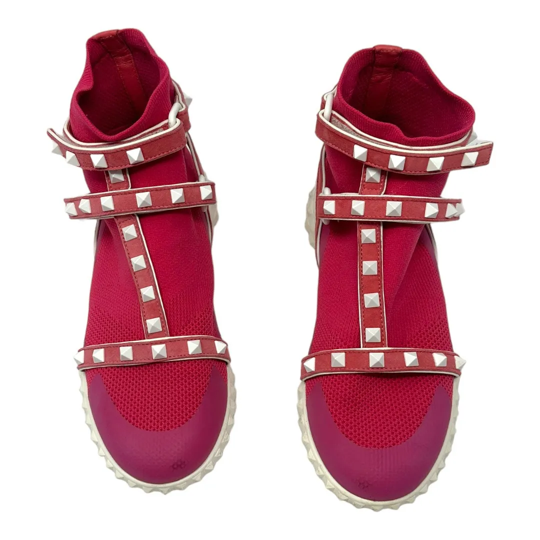 Valentino Garavani Rockstud Pink Sock Sneakers Caged Studded Shoes 36.5 - Image 3