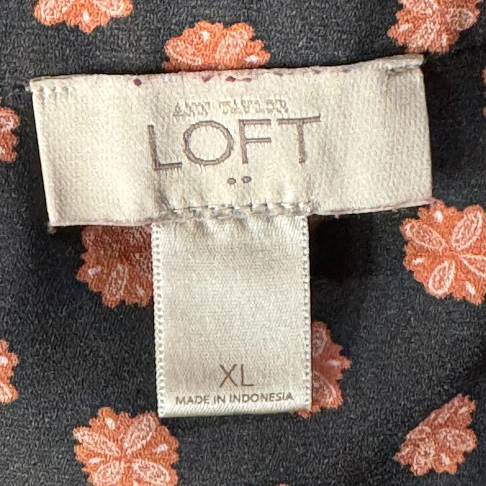 Ann Taylor LOFT X-Large Top Hi-Low Long Roll-Tab Sleeve Lightweight Pocket Black - Image 9