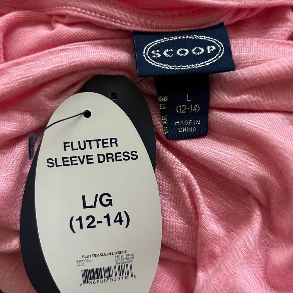 Scoop NYC Bubblegum Pink Rayon/Spandex Blend Flutter Sleeve Size Large Dress. - Image 6