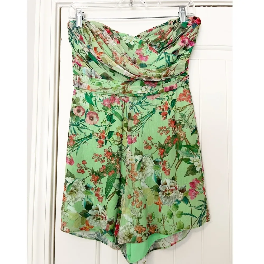 Jay Godfrey Lydia Floral Strapless Romper - Image 5