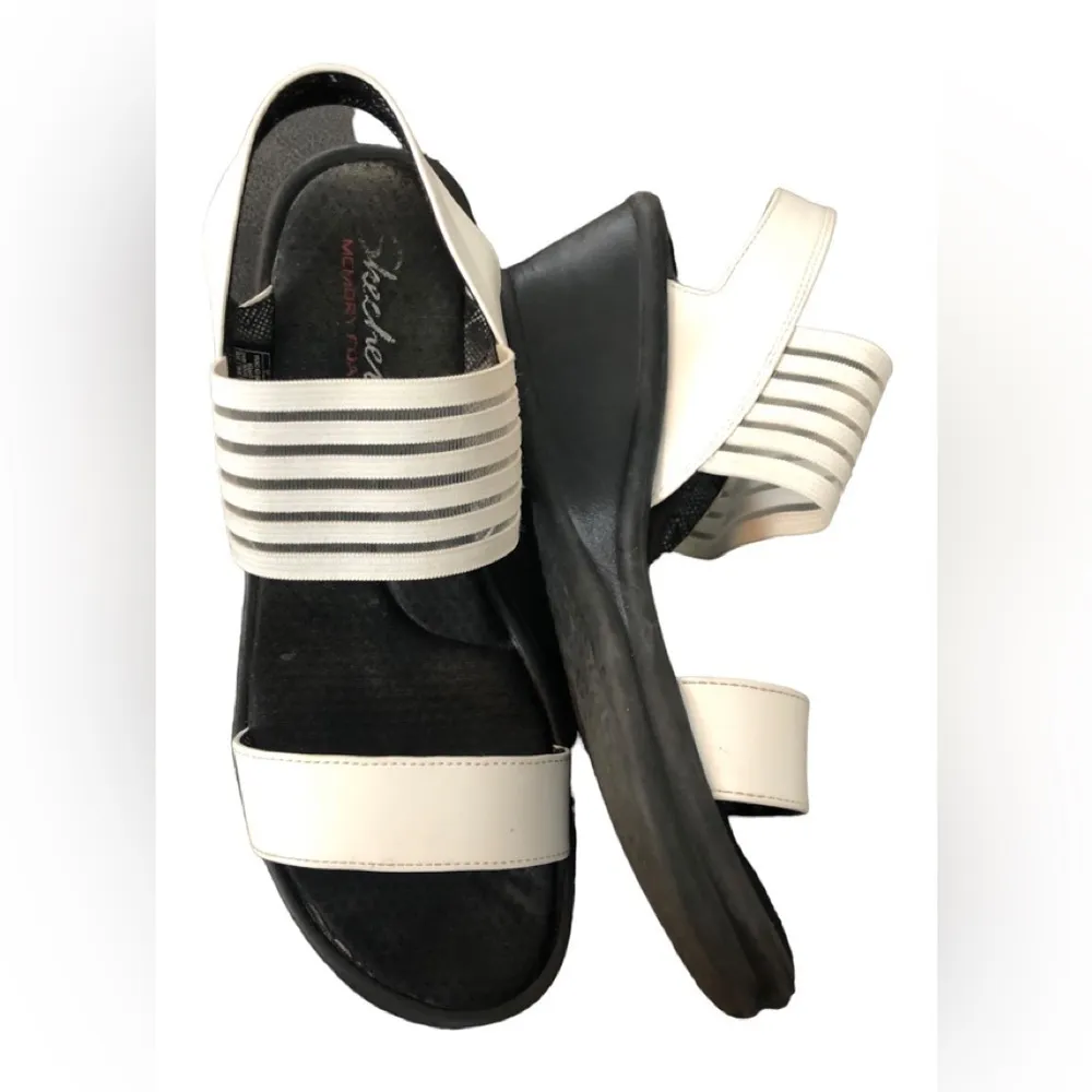 Skechers Cali Women's Rumblers Sci-Fi Wedge Sandal White Size 9 Cushion Sole - Image 2