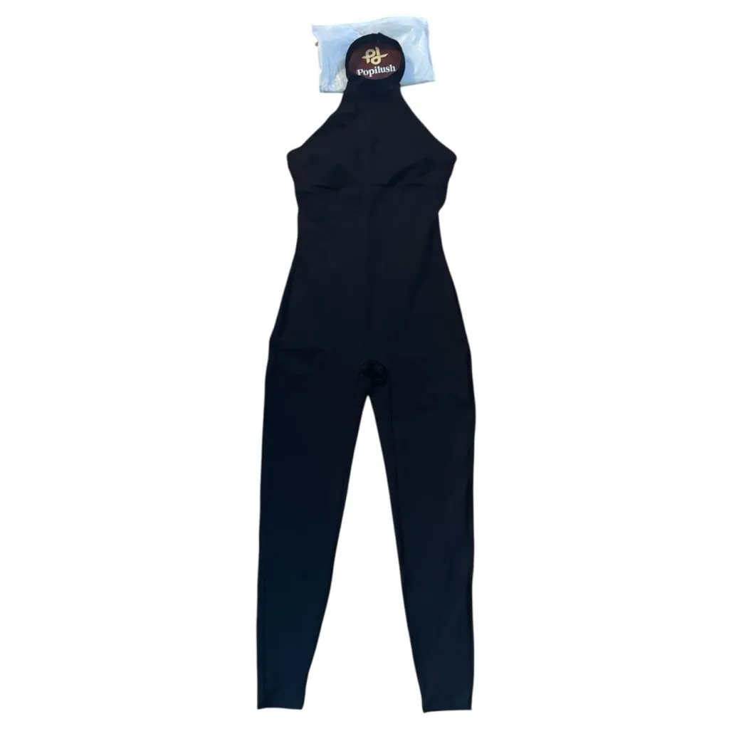 Popilush Black Halter Jumpsuit Medium - Image 2