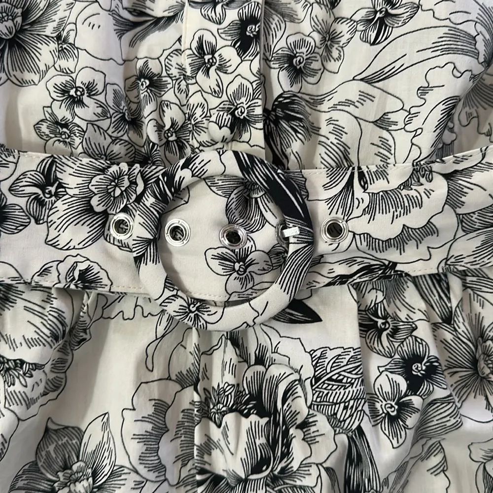 Nicole Miller Floral Puff Sleeve Belted Midi Dress Sz 12 - Image 10