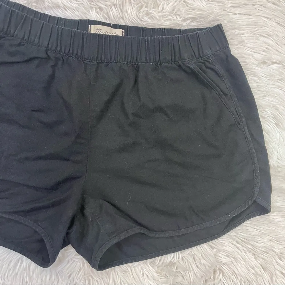 MADEWELL Solid Black Pull On Cotton Shorts Small - Image 2