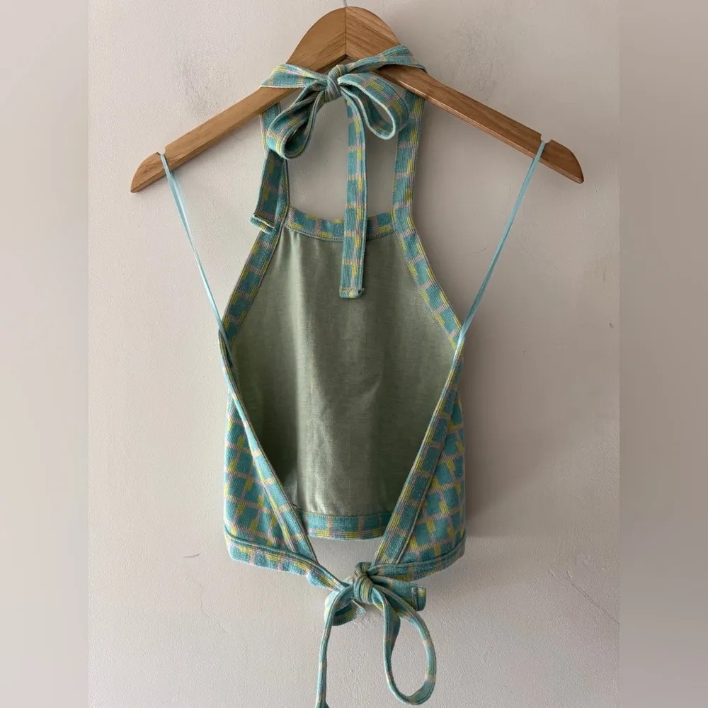 Zara Blue and Green Geometric Print Halter Top - Image 5