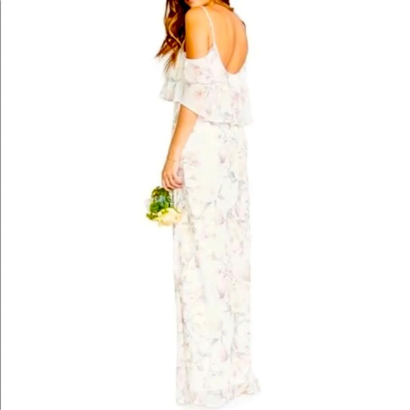 Show Me Your Mumu Caitlin White Floral Ruffle Maxi Dress M Wedding - Image 3
