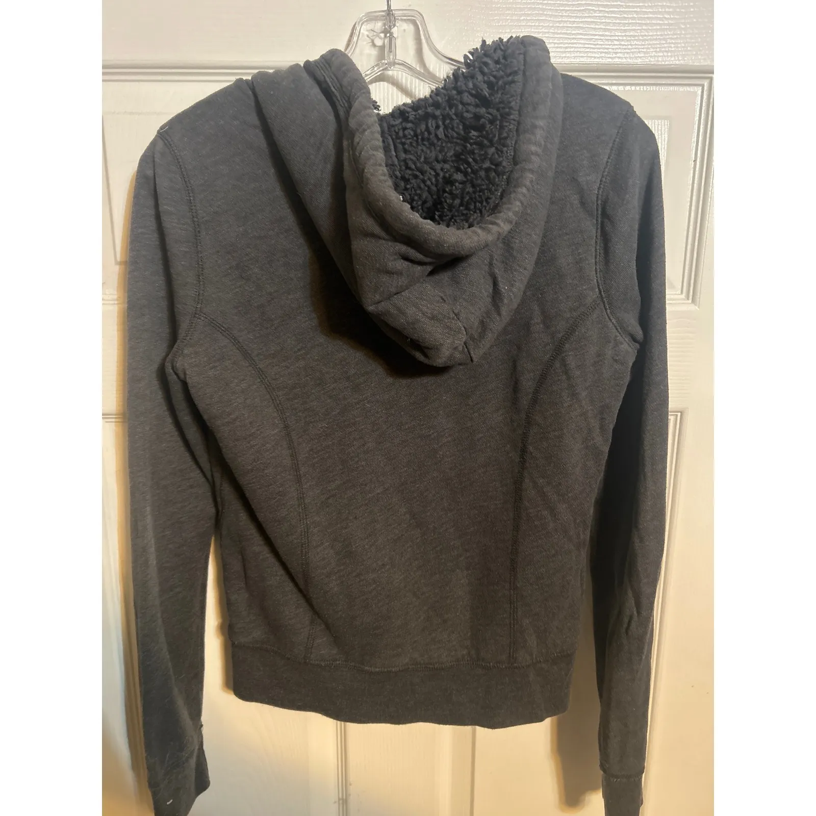 Hollister Sequin Seagull Zip Up Hoodie Fleece‎ Lined Gray M - Image 4