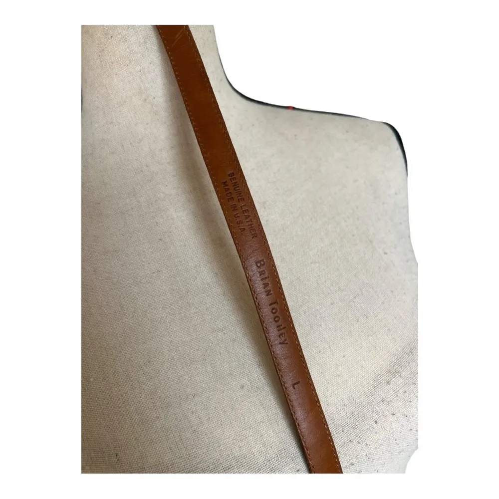 Brian Toohey Vintage Sterling Silver Genuine Leather Lizard Skin slimBelt Size L Brown - Image 6