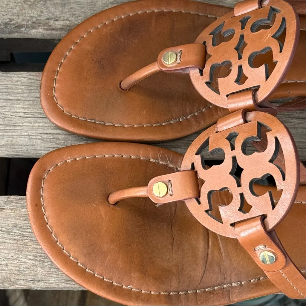 Tory Burch Miller Sandals Camel Size 8 A30 - Image 5
