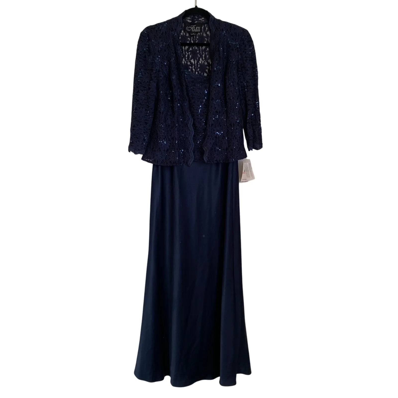 NWT Alex Evenings Sz 10 Two Piece Mother of The Bride Dress Lace Jacket Blue - Image 3