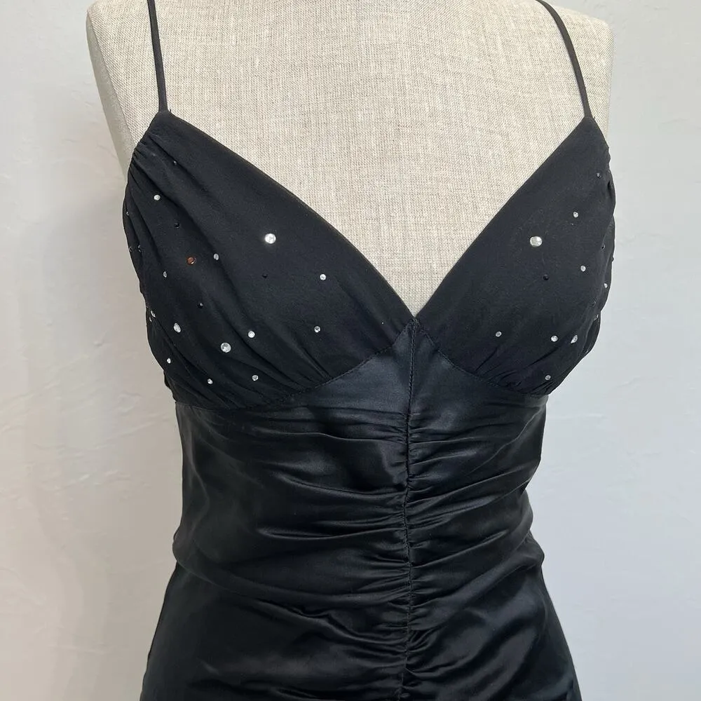 Vtg Betsey Johnson Evening Sz 6 Silk Dress Whimsigoth Tiered Bling Sexy Ruched - Image 3