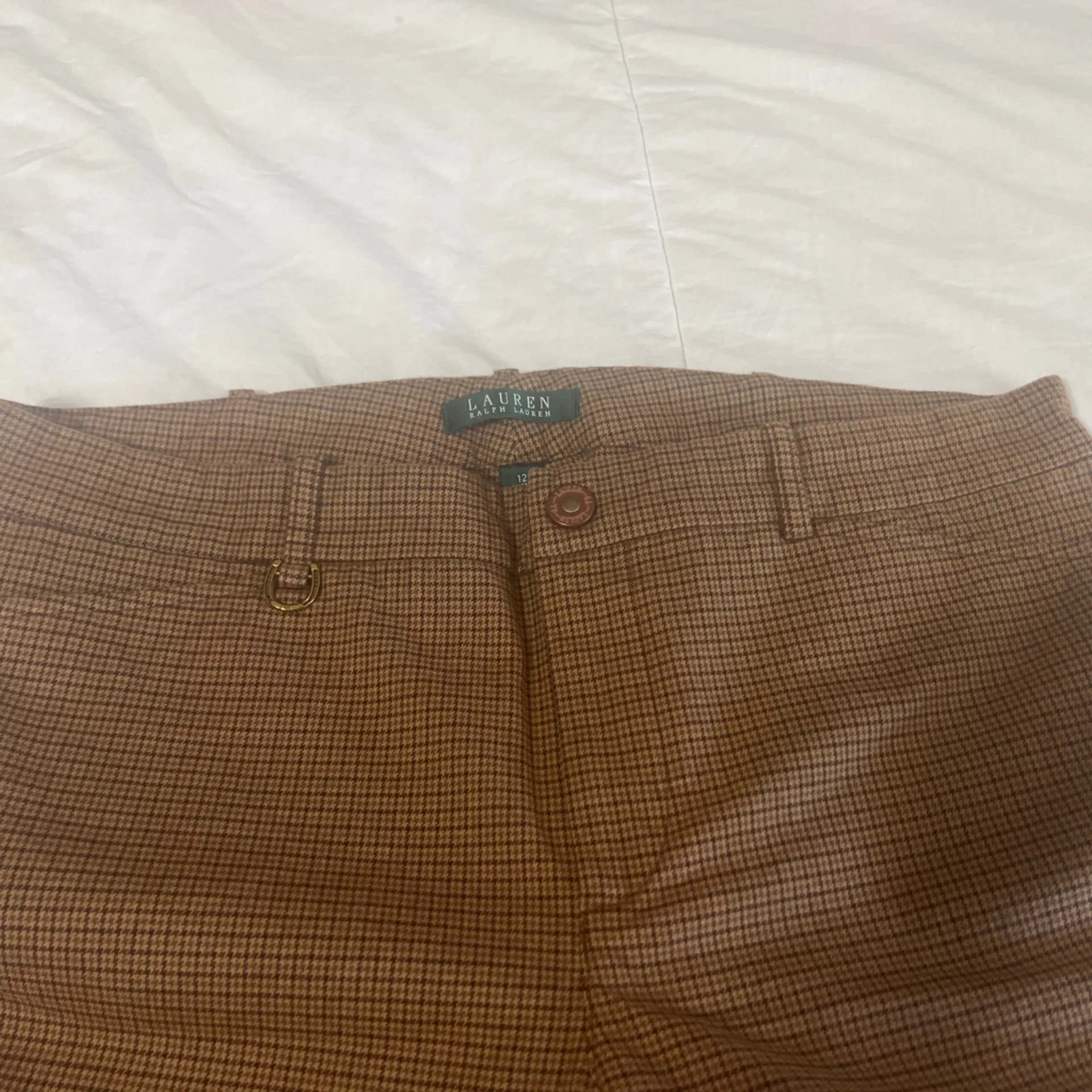 Ralph LaurenTan Checkered Dress Pants - Image 3