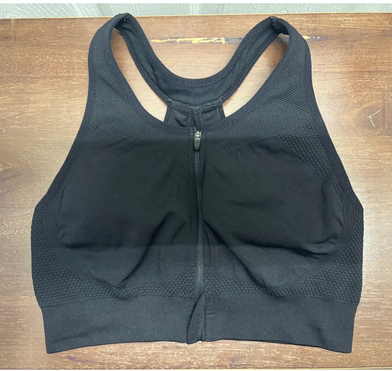 Soma Size Medium Black Seamless Zip Front Racerback Moisture-Wicking Sports Bra - Image 1