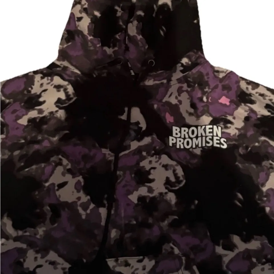 Flaming skull camo purple hoodie broken promises rare xs - Image 6