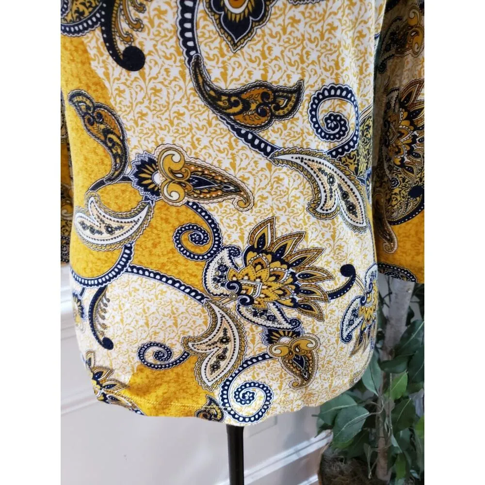 Charter Club Women's Multicolor Pima Cotton Round Neck Long Sleeve Top Blouse S - Image 3