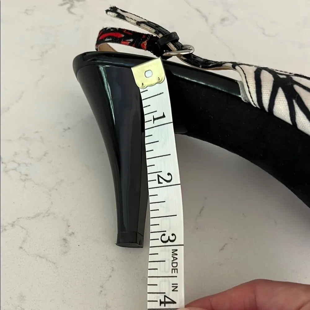 Nine West Black and Pink Patterned Slingback Heels Great Condition - Image 4