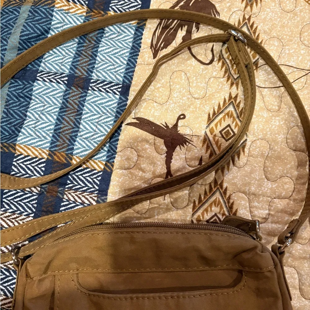 Multisac Crossbody Purse Loads Of Pockets Great Organizer Bag. Dark khaki/olive Brown - Image 13