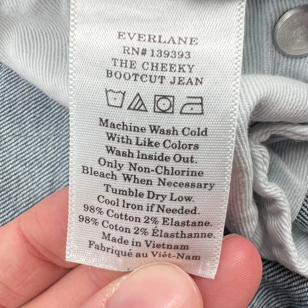 Everlane Women 31 Regular The Cheeky Bootcut Jean Denim Frayed Hem‎ Medium Wash - Image 7